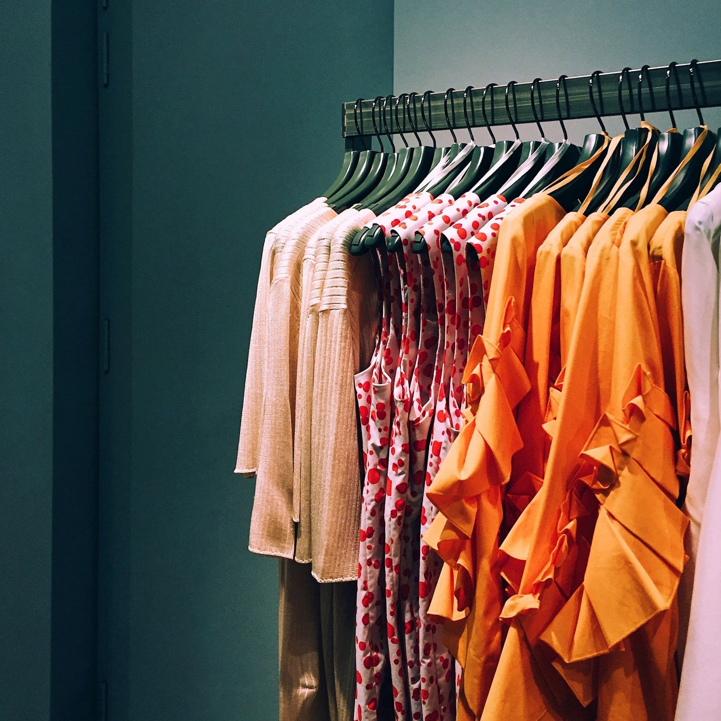 Clothing rack with colourful and fashion garments